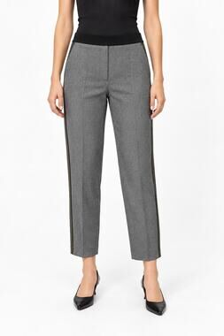Zara Womens Gray Straight-Leg Side Gold Stripe Trousers Pants Size XS Dressy